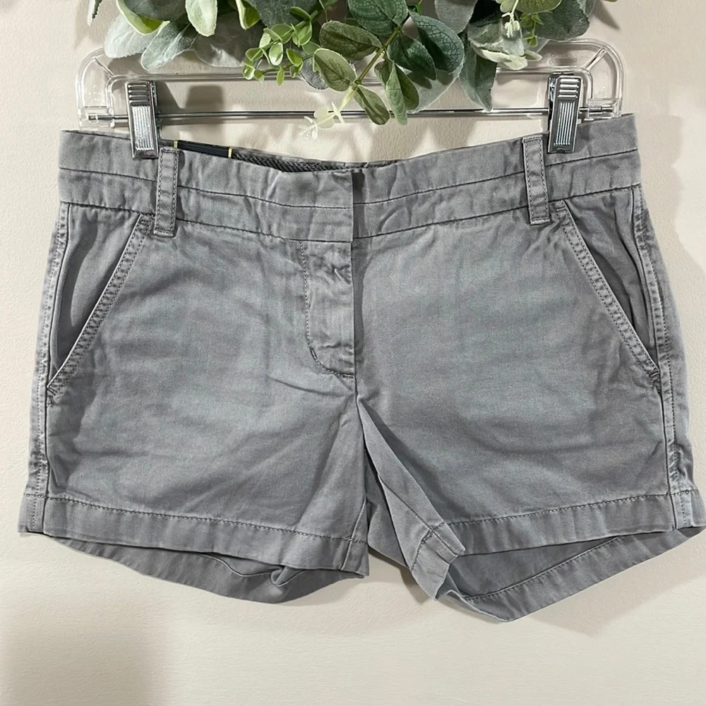 NWT J. Crew Chino Shorts 4” Inseam Gray 0